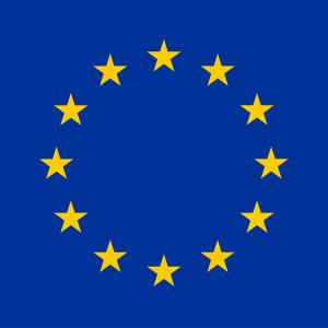 Image of the European Union (EU) flag. The flag consists of twelve gold stars in a circle on a blue background.