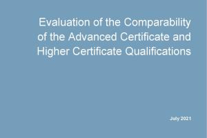 Report title depicted: Evaluation of the Comparability of the Advanced Certificate and Higher Certificate Qualifications